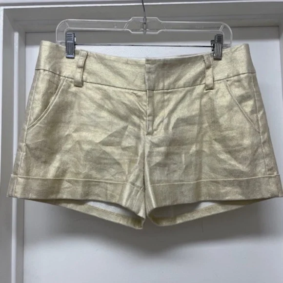 EUC Alice + Olivia Gold Cuffed Dress Shorts - Picture 3 of 10
